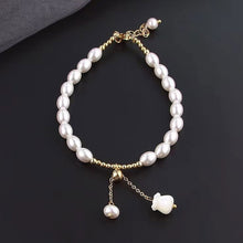 Load image into Gallery viewer, Baroque Pearl Bracelet Women's Lily of The Valley Fashion Tulip Flower Pendant Bracelet Women Jewelry