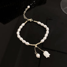 Load image into Gallery viewer, Baroque Pearl Bracelet Women's Lily of The Valley Fashion Tulip Flower Pendant Bracelet Women Jewelry