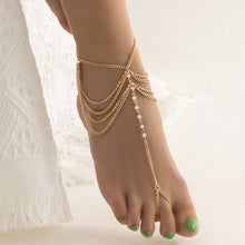 Load image into Gallery viewer, Summer Beach Style Imitation Crystal Multi-layer Tassel Chain Bohemian Ethnic Style Women's Anklet