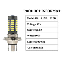 Load image into Gallery viewer, BA20D/H4/P15D LED Motorcycle Headlight Bulbs 8000LM Hi Lo Lamp Motorbike Headlight DRL Bright 3030 Chips 75smd