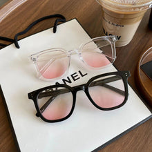Load image into Gallery viewer, Fashion Women Decorative Sunglasses Round for Ladies Eyeglasses Black Frame Fake Powder Blusher Plain Glasses No Need Makeup