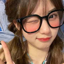 Load image into Gallery viewer, Fashion Women Decorative Sunglasses Round for Ladies Eyeglasses Black Frame Fake Powder Blusher Plain Glasses No Need Makeup