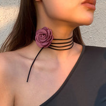 Load image into Gallery viewer, Romantic Gothic Big Rose Flower Clavicle Chain Necklace for Women Ladies Korean Fashion Adjustable Rope Choker Y2K Accessories