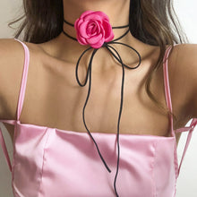 Load image into Gallery viewer, Romantic Gothic Big Rose Flower Clavicle Chain Necklace for Women Ladies Korean Fashion Adjustable Rope Choker Y2K Accessories