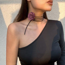 Load image into Gallery viewer, Romantic Gothic Big Rose Flower Clavicle Chain Necklace for Women Ladies Korean Fashion Adjustable Rope Choker Y2K Accessories
