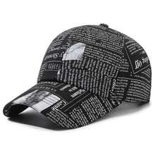 Load image into Gallery viewer, Newspaper Pattern Personality Graffiti Baseball Cap Fashion Street Hip Hop Duck Cap Outdoor Sports Visor Sun Protection Visor Hat Truck Driver Hat