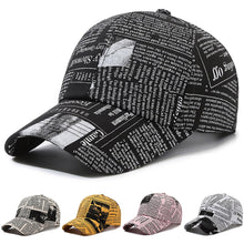 Load image into Gallery viewer, Newspaper Pattern Personality Graffiti Baseball Cap Fashion Street Hip Hop Duck Cap Outdoor Sports Visor Sun Protection Visor Hat Truck Driver Hat