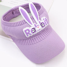 Load image into Gallery viewer, Children's Summer Knitted Breathable Empty Top Sun Hat Widened Brim Fashion Cute Cartoon Three-Dimensional Little Rabbit Style Cap