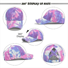 Load image into Gallery viewer, Fashion Men And Women Tie-Dye Sun Hat Adjustable Back Opening Cross Style Baseball Cap Summer Ponytail Hip Hop Mesh Cap