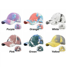 Load image into Gallery viewer, Fashion Men And Women Tie-Dye Sun Hat Adjustable Back Opening Cross Style Baseball Cap Summer Ponytail Hip Hop Mesh Cap