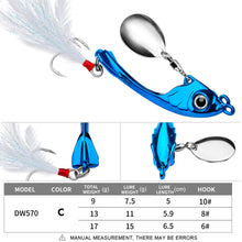 Load image into Gallery viewer, Lure Bait Metal Rotating Glitter Bait Long Throw Flutter Swim VIB Zinc Alloy Hard Fishhook Suitable For Warping Mouth Mandarin Fish Bass Fishing Accessories