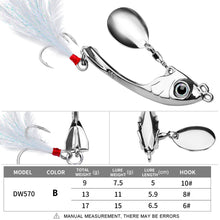 Load image into Gallery viewer, Lure Bait Metal Rotating Glitter Bait Long Throw Flutter Swim VIB Zinc Alloy Hard Fishhook Suitable For Warping Mouth Mandarin Fish Bass Fishing Accessories