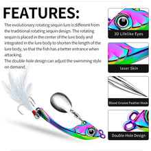 Load image into Gallery viewer, Lure Bait Metal Rotating Glitter Bait Long Throw Flutter Swim VIB Zinc Alloy Hard Fishhook Suitable For Warping Mouth Mandarin Fish Bass Fishing Accessories