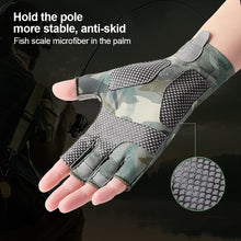 Load image into Gallery viewer, Summer Ice Silk Sunscreen Luya Gloves Men's Half Finger Outdoor Sweat-Absorbing Breathable Anti-Slip Anti-Thorn Gloves Tiger Mouth Thickened Elastic Sports Fishing Equipment