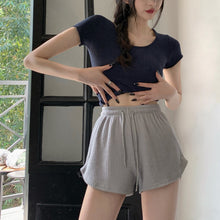 Load image into Gallery viewer, Women Shorts Summer High Waist Elastic Up Drawstring Wide Leg Sweat Short Fitness Running Shorts Loose Casual Large Sports Pants