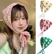 Load image into Gallery viewer, Sweet Cute Strap Hair Bag Headscarf Hat Small Mushroom Strawberry Handmade Crochet Hollow Triangle Headband Towel