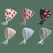 Load image into Gallery viewer, Sweet Cute Strap Hair Bag Headscarf Hat Small Mushroom Strawberry Handmade Crochet Hollow Triangle Headband Towel