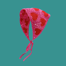 Load image into Gallery viewer, Sweet Cute Strap Hair Bag Headscarf Hat Small Mushroom Strawberry Handmade Crochet Hollow Triangle Headband Towel