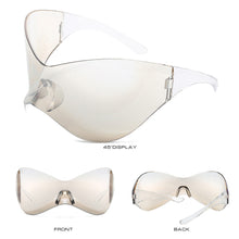 Load image into Gallery viewer, Women Men UV400 Punk Goggle Sunglasses Silver Sport Sun Glasses One Piece Eyewear Shades