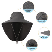 Load image into Gallery viewer, UPF40+ Fisherman Fishing Hat Sunshade Nylon Widen Brim Quick Dry Breathable Sun Shield Cycling Climbing Running Hats