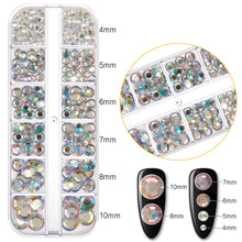Load image into Gallery viewer, 12 Grids/set Nail Acrylic Rhinestones Flat Bottomed Acrylic Diamonds Multiple Shapes Manicure Art Decoration Ornaments