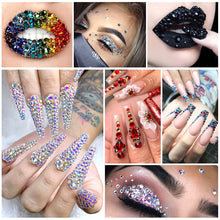Load image into Gallery viewer, 12 Grids/set Nail Rhinestones Transparent Flat Bottomed Crystal Glass Diamonds Multi Sizes Mixed Manicure Art Decoration Diamonds