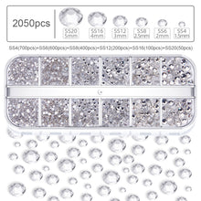 Load image into Gallery viewer, 12 Grids/set Nail Rhinestones Transparent Flat Bottomed Crystal Glass Diamonds Multi Sizes Mixed Manicure Art Decoration Diamonds