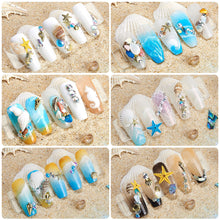Load image into Gallery viewer, 12 Grids/set Ocean Series Nail Ornaments Shell Slices Starfish Pearl Metal Rivets Multiple Styles Manicure Art Decoration
