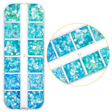 Load image into Gallery viewer, 12 Grids/set Ocean Series Nail Decoration Accessories Metal Rivet Sequins Multiple Styles Manicure Art Ornaments