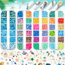 Load image into Gallery viewer, 12 Grids/set Ocean Series Nail Decoration Accessories Metal Rivet Sequins Multiple Styles Manicure Art Ornaments