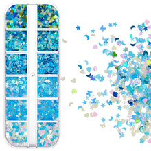 Load image into Gallery viewer, 12 Grids/set Ocean Series Nail Decoration Accessories Metal Rivet Sequins Multiple Styles Manicure Art Ornaments