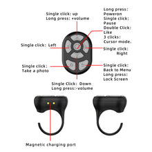Load image into Gallery viewer, 2-In-1 Bluetooth Bracket With Digital Display Ring Remote Control With Warehouse Remote Control Bluetooth Controller Page Turner