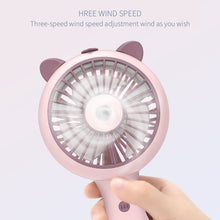 Load image into Gallery viewer, Handheld Mini Fan USB Charging Fan with Air Humidifier Conditioner 2 Speeds Adujustable Summer Cooling Fan for Camping Outdoor