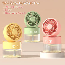 Load image into Gallery viewer, Portable Fan Air Humidifier 350ml Water Cooler Table Fan Usb Rechargeable Fan Essential Oil Diffuser Night Light Car Fan