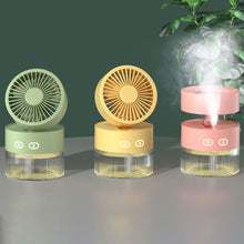 Load image into Gallery viewer, Portable Fan Air Humidifier 350ml Water Cooler Table Fan Usb Rechargeable Fan Essential Oil Diffuser Night Light Car Fan