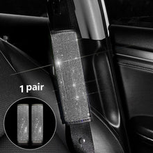 Load image into Gallery viewer, 2Pcs Rhinestones Crystal Car Seat Belt Cover Shoulder Pads Covers Soft Comfort Plush Shoulder Strap Auto Interior Accessories Car Styling