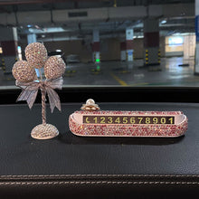 Load image into Gallery viewer, Bling Diamonds Car Temporary Phone Number Parking Sign Women's Trending Creative Parking Card Car Moving Digital Ornaments