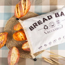 Load image into Gallery viewer, Reusable Cotton Bread Bag with TPU Lining Baguette Cotton Storage Bag Loaf Homemade Bread Eco Friendly Fresh Keeping Bags