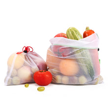 Load image into Gallery viewer, 12pcs 3Sizes Reusable Mesh Drawstring Bag Eco-Friendly Washable Bags Grocery Shopping Storage Fruit Vegetable Toys Sundries Bag