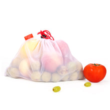 Load image into Gallery viewer, 12pcs 3Sizes Reusable Mesh Drawstring Bag Eco-Friendly Washable Bags Grocery Shopping Storage Fruit Vegetable Toys Sundries Bag
