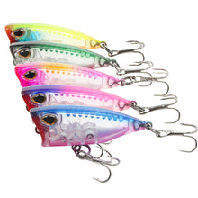 Load image into Gallery viewer, 4CM 3.3G Multi-Color Water System Micro Matter Wave Climbing ABS Lure Floating Fishing Bait Poper Trout Pike Fishing Hard Bait Triple Hook