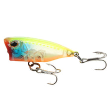 Load image into Gallery viewer, 4CM 3.3G Multi-Color Water System Micro Matter Wave Climbing ABS Lure Floating Fishing Bait Poper Trout Pike Fishing Hard Bait Triple Hook