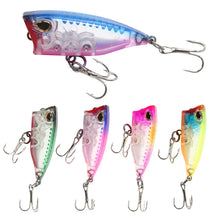 Load image into Gallery viewer, 4CM 3.3G Multi-Color Water System Micro Matter Wave Climbing ABS Lure Floating Fishing Bait Poper Trout Pike Fishing Hard Bait Triple Hook