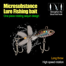 Load image into Gallery viewer, 5.2CM 8.5G Whirlpool VIB One-Piece Spinning Glitter Hard Bait Micro Object Majou Lure Bait Withtriple Hook For Long Cast Warping Mouth Bass Sea Fishing