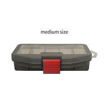 Load image into Gallery viewer, Gray Transparent Plastic Single Layer Lure Box Large/Medium/Small Size Fishing Accessories Case 5 Grids Soft Bait Hard Bait Storage Box