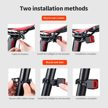 Load image into Gallery viewer, Bicycle Taillight Intelligent Induction Brake Light LED Highlighting Warning Mountain Bike Night Riding Burner USB Rechargeable IPX4 Waterproof