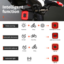 Load image into Gallery viewer, Bicycle Taillight Intelligent Induction Brake Light LED Highlighting Warning Mountain Bike Night Riding Burner USB Rechargeable IPX4 Waterproof