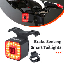 Load image into Gallery viewer, Bicycle Taillight Intelligent Induction Brake Light LED Highlighting Warning Mountain Bike Night Riding Burner USB Rechargeable IPX4 Waterproof