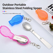 Load image into Gallery viewer, 304 Stainless Steel Foldable Cutlery Outdoor Three-Fold Welded Spoon Fork Picnic Camping Travel Portable Creative Tableware With Storage Box