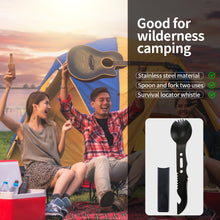 Load image into Gallery viewer, 7 In 1 Multifunctional Survival Whistling Knife Camping Picnic Stainless Steel Portable Spork Cutlery Outdoor Survival Tool